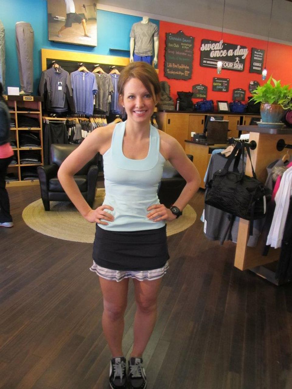 Lululemon Run: Chase Me Skirt - Deep Indigo / Quiet Stripe White