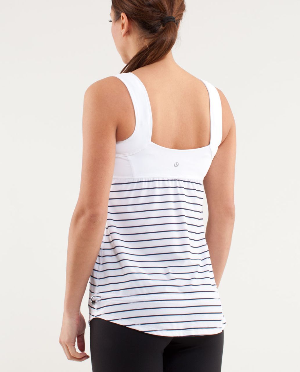 Lululemon Run:  Chase Me Tank - Quiet Stripe Printed White Deep Indigo