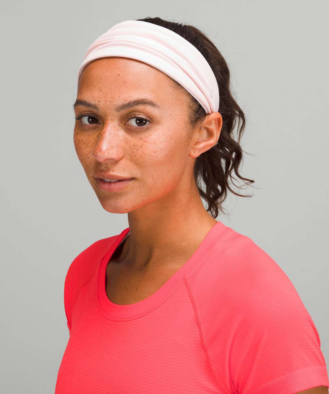 Lululemon Fringe Fighter Nulu Headband - Pink Mist / White