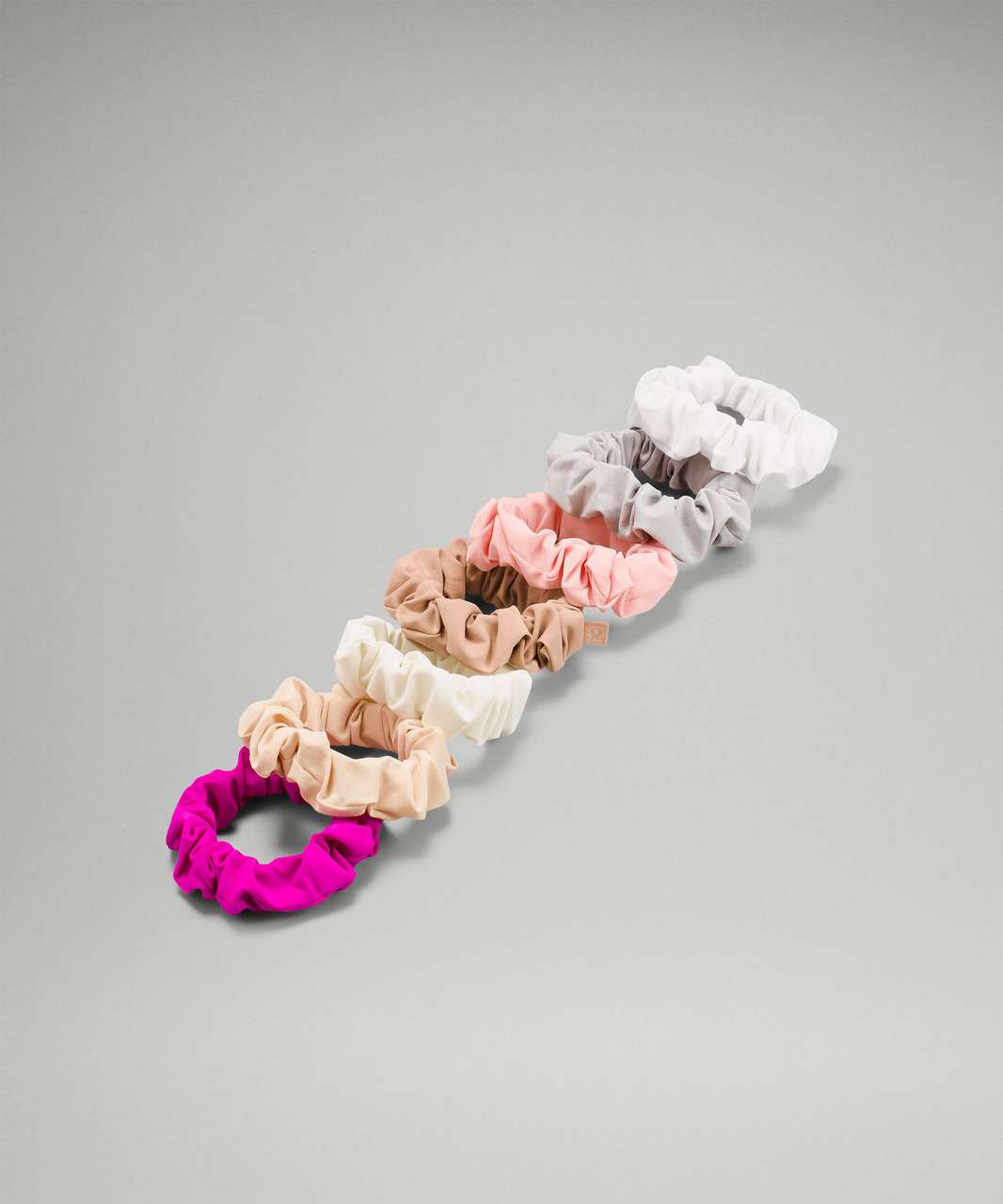 Lululemon Uplifting Scrunchie 7 Pack - Purple Highlight / Prosecco / Lemon Sorbet / Pink Clay / Dew Pink / Seal Grey / White