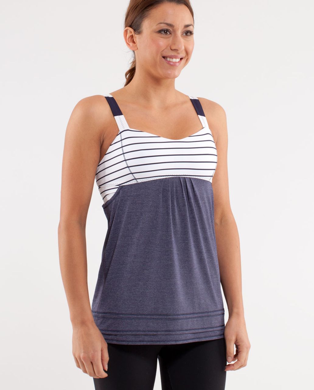 Lululemon Run: Back On Track Tank - Deep Indigo / Quiet Stripe White ...