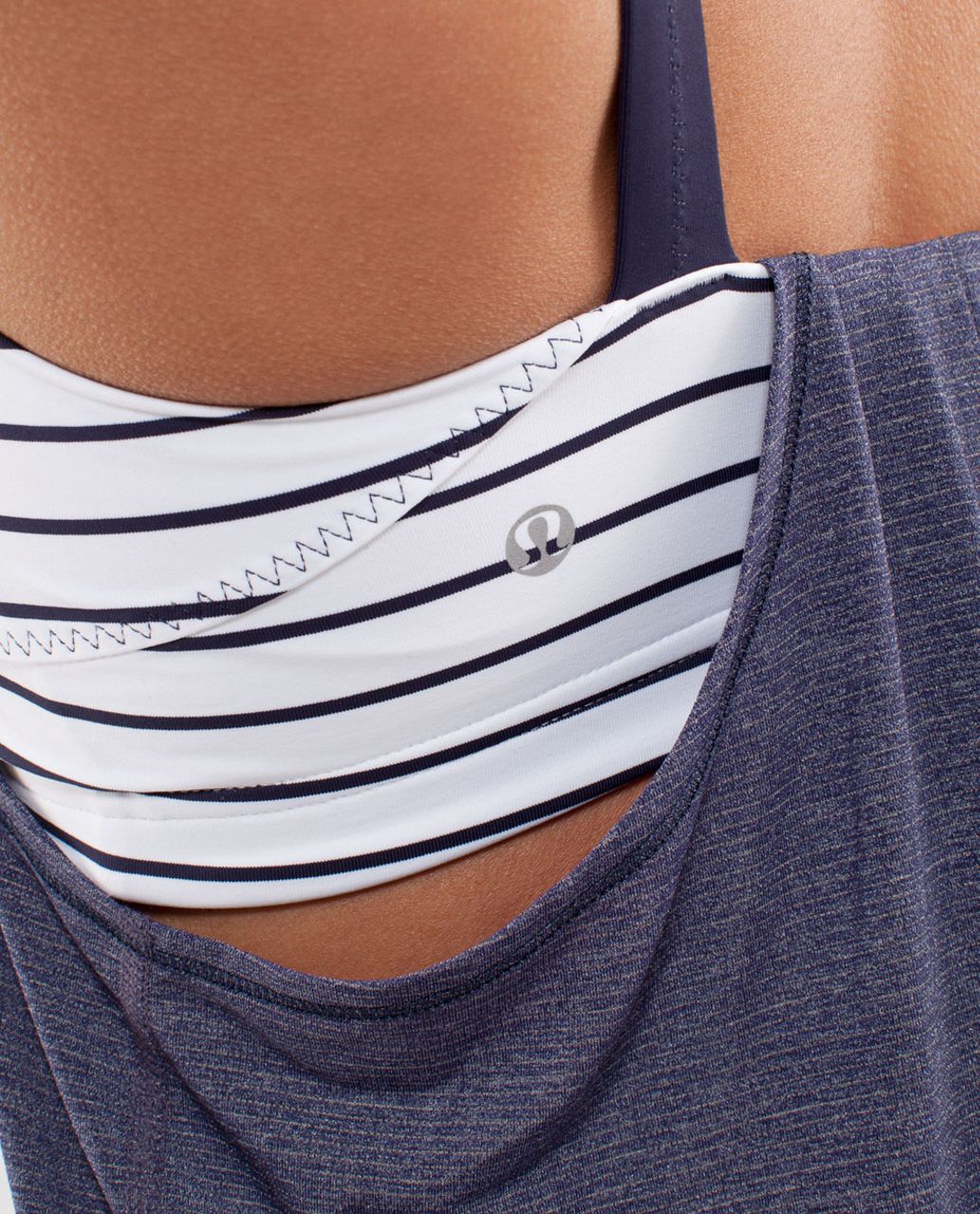 Lululemon Run:  Back On Track Tank - Deep Indigo /  Quiet Stripe White Deep Indigo /  Wide Bold Stripe White Deep Indigo