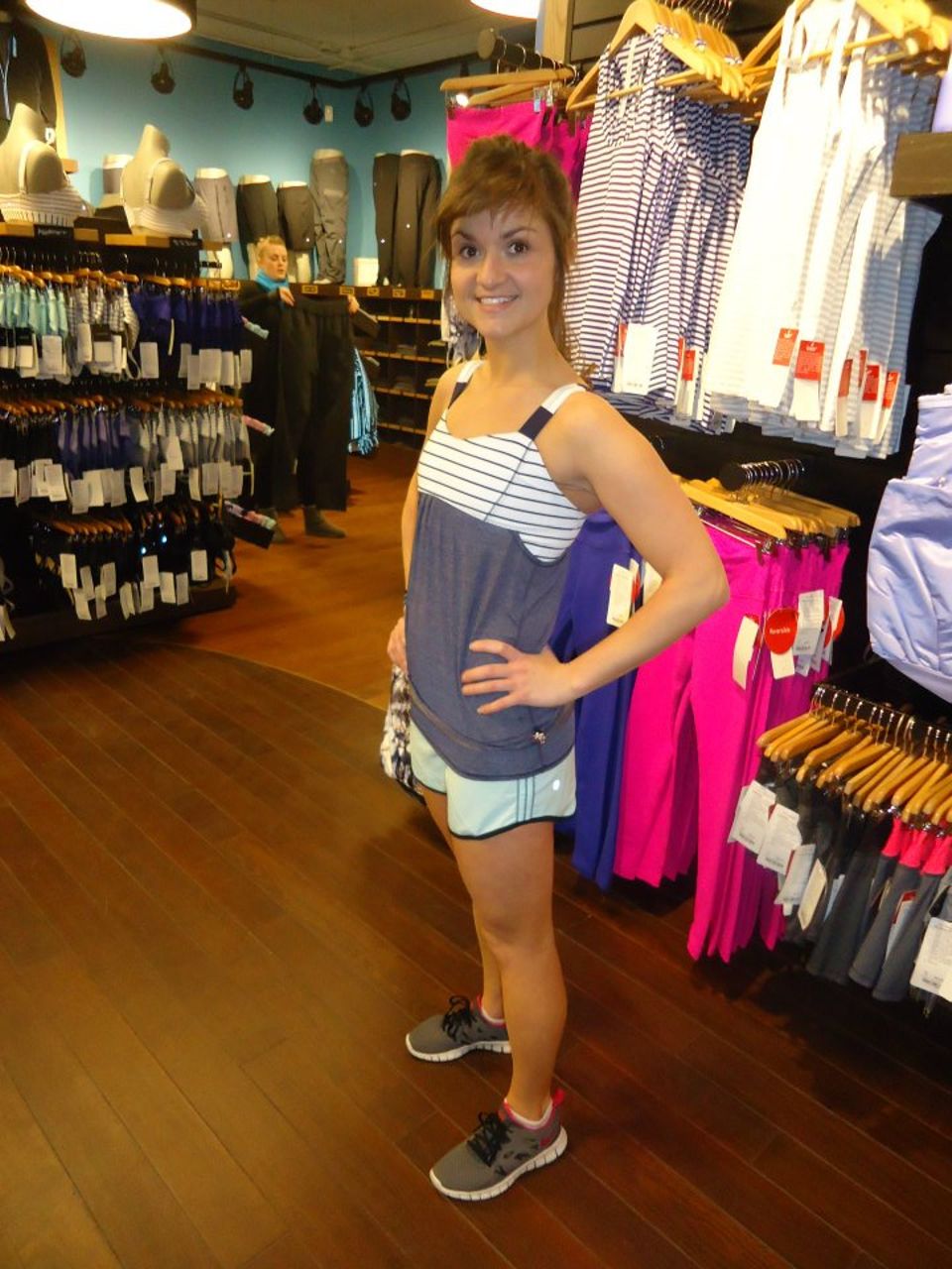 Lululemon Run:  Back On Track Tank - Deep Indigo /  Quiet Stripe White Deep Indigo /  Wide Bold Stripe White Deep Indigo