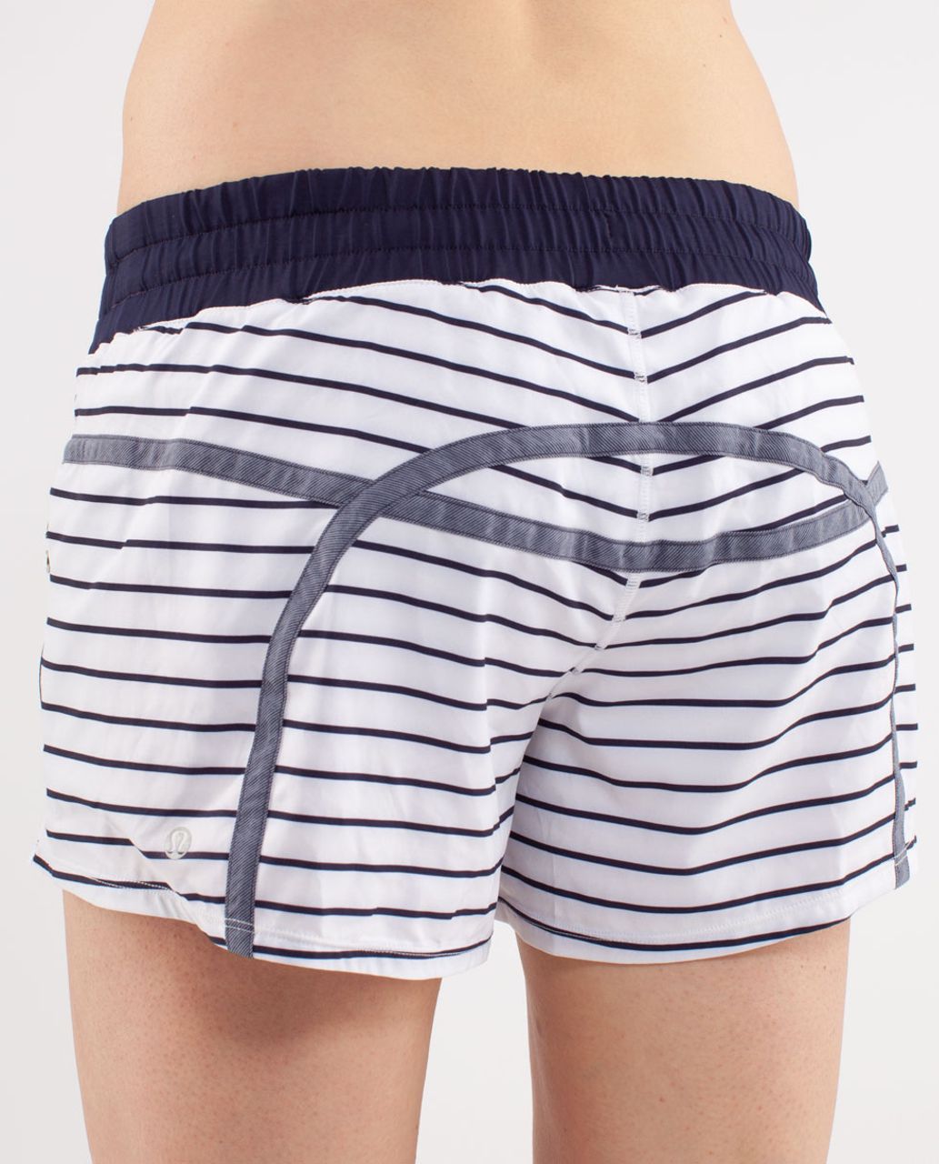 Lululemon Run:  Tracker Short II - Quiet Stripe White Deep Indigo /  Deep Indigo