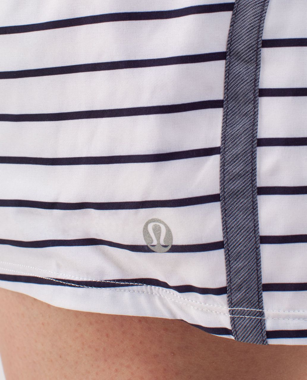 Lululemon Run:  Tracker Short II - Quiet Stripe White Deep Indigo /  Deep Indigo