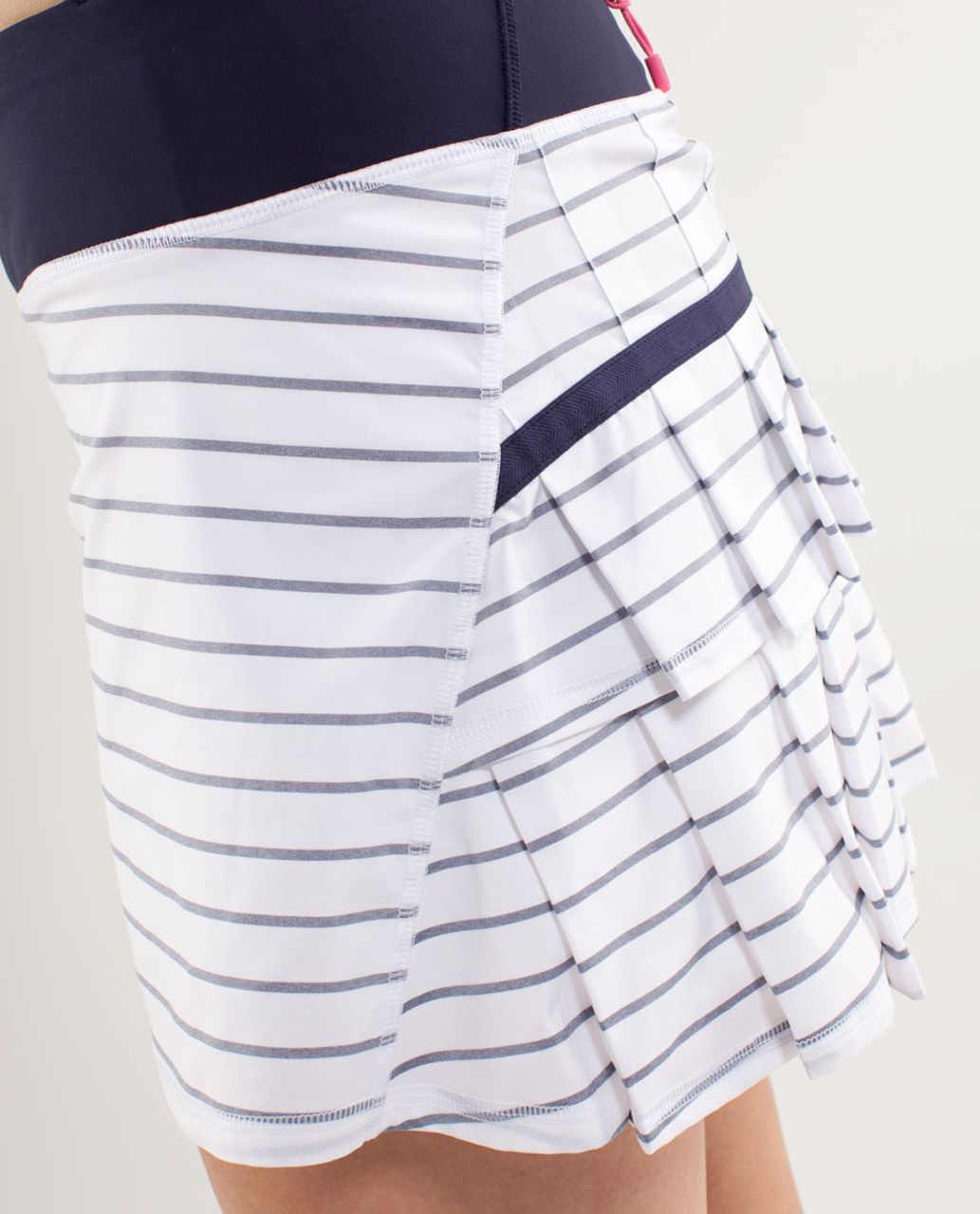 Lululemon Run:  Pace Setter Skirt - Quiet Stripe White Deep Indigo /  Deep Indigo