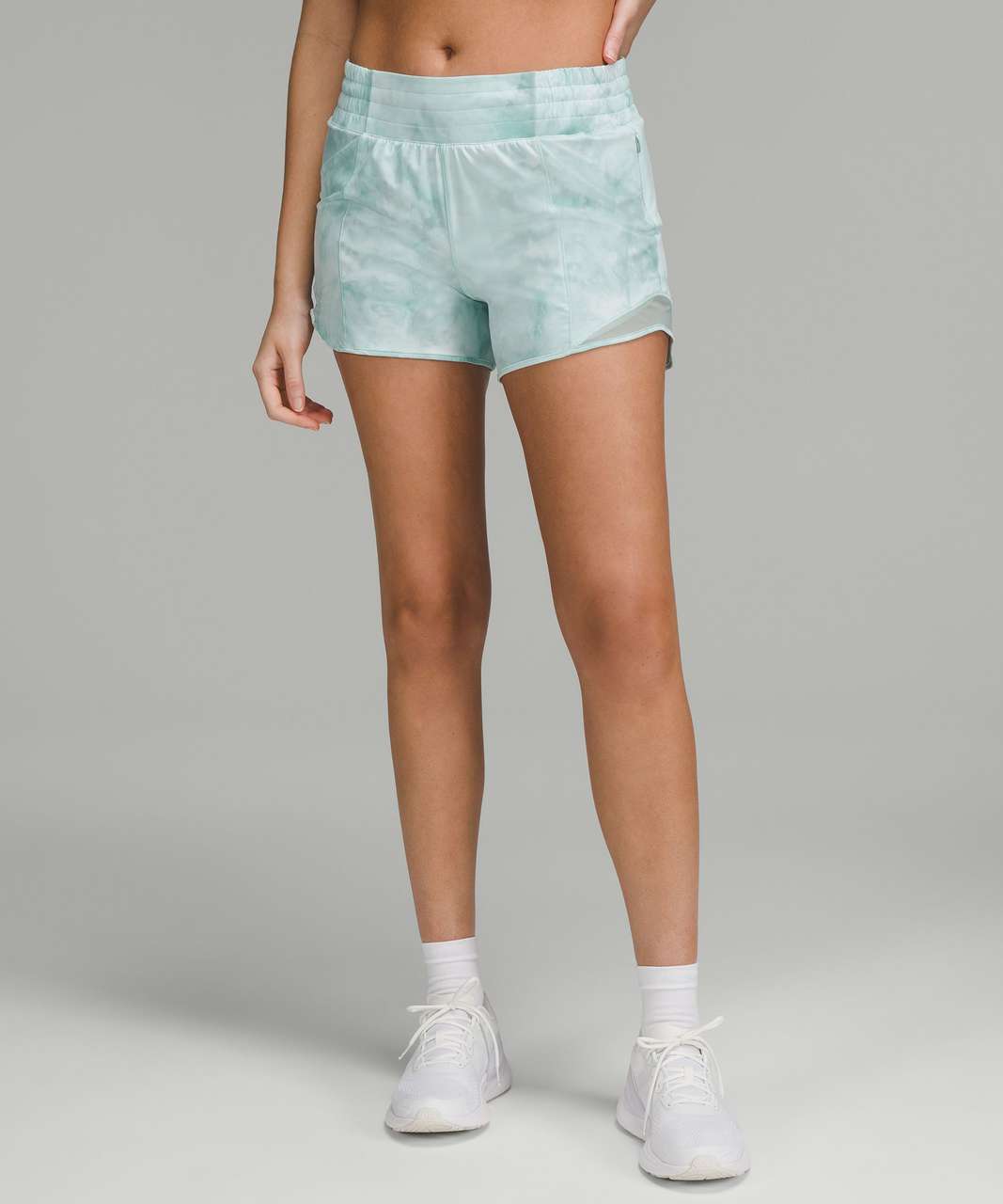 Lululemon Hotty Hot High-Rise Lined Short 4" - Diamond Dye White Sheer Blue Silver Blue / Silver Blue