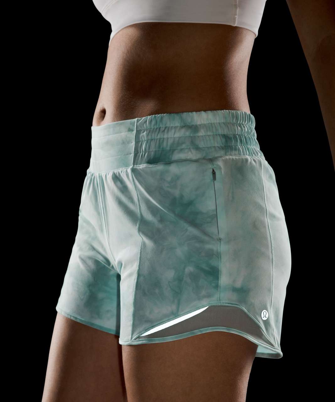 Lululemon Hotty Hot High-Rise Lined Short 4" - Diamond Dye White Sheer Blue Silver Blue / Silver Blue