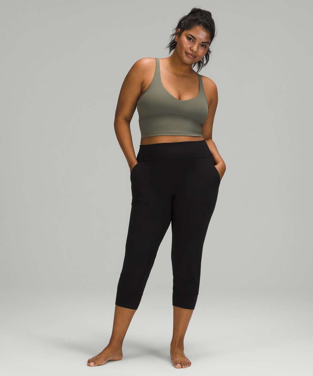 Lululemon Align Ribbed Waist Cropped Jogger - Black - lulu fanatics