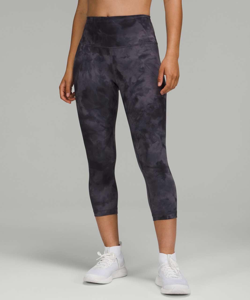 Lululemon Wunder Train High-Rise Crop 23 Denim Wash Print Dusky Lavender  Black