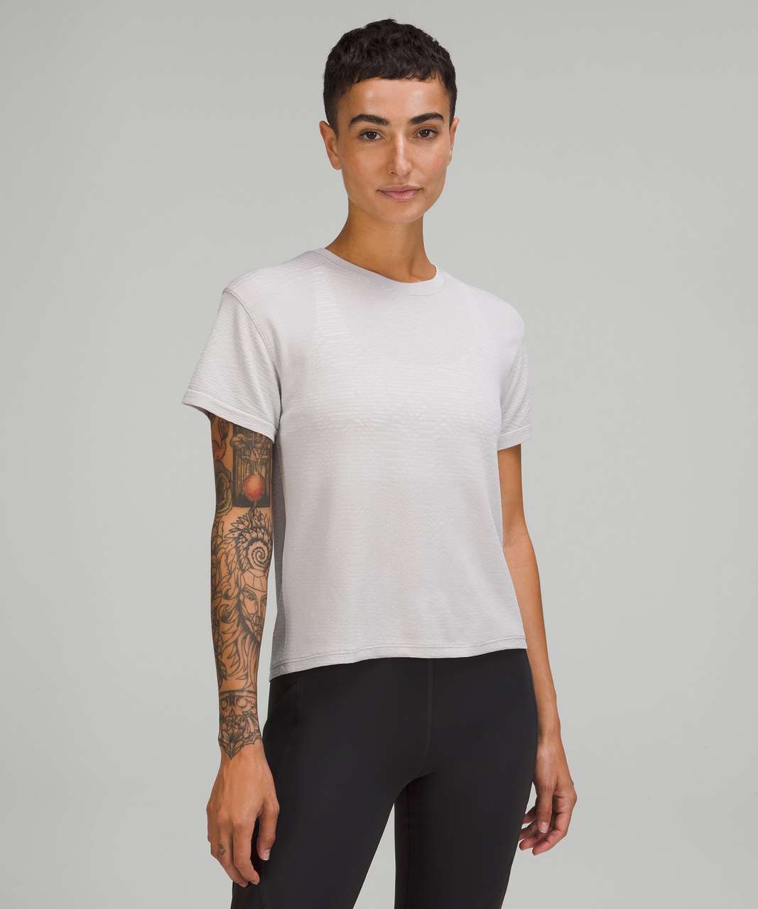 Lululemon Train to Be Seamless Short Sleeve T-Shirt - Ripple Wave Chrome / White