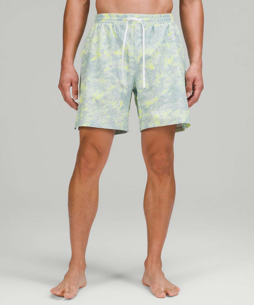 Lululemon Pool Short 7" - Washed Marble Alpine White Electric Lemon Multi