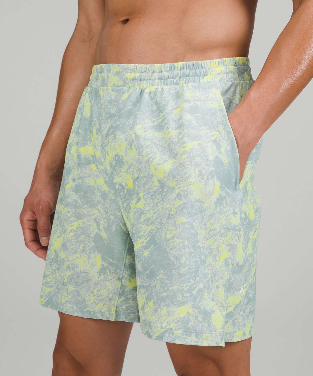 Lululemon Pool Short 7" - Washed Marble Alpine White Electric Lemon Multi