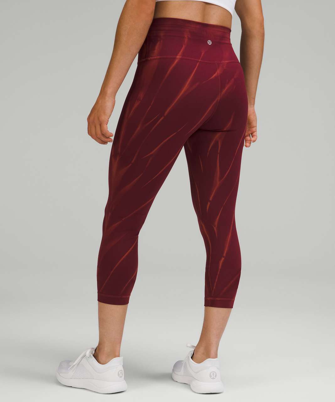 Lululemon Wunder Train High-Rise Crop 23 - Sun Bleached Wash Red Merlot -  lulu fanatics