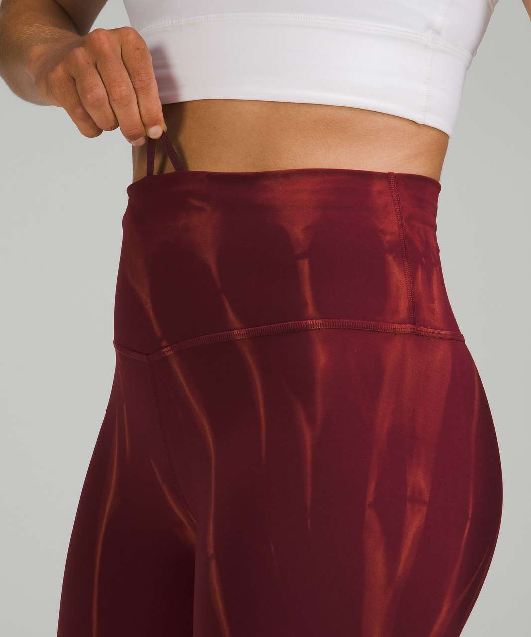 Lululemon Wunder Train High-Rise Crop 23 - Sun Bleached Wash Red Merlot -  lulu fanatics