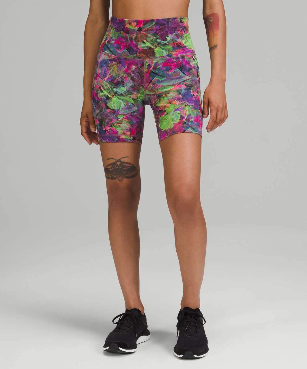 Lululemon Wunder Train High-rise Shorts 6 In Veiled Floral Black