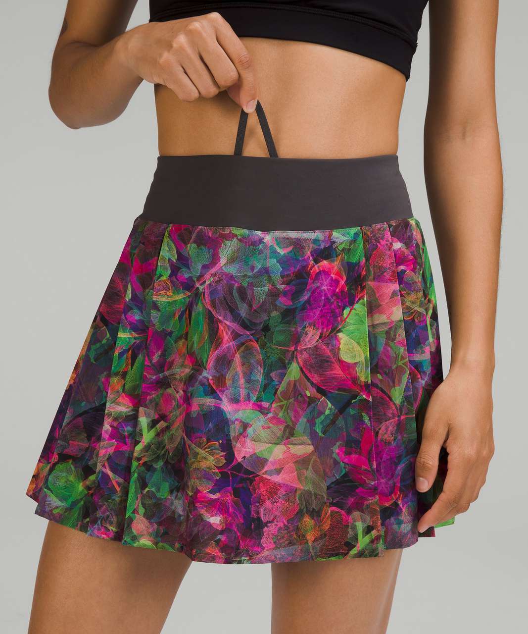 Lululemon Side-Pleat High-Rise Tennis Skirt - Vivid Floral Tone Multi / Graphite Grey