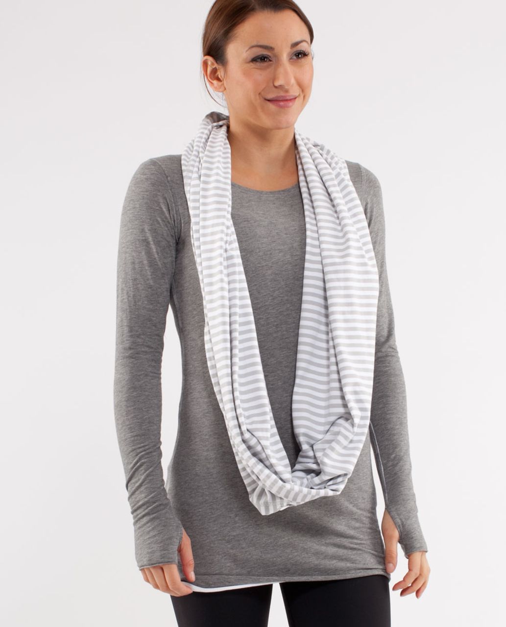 Lululemon Infinity Scarf - Silver Spoon White Narrow Bold Multi Stripe