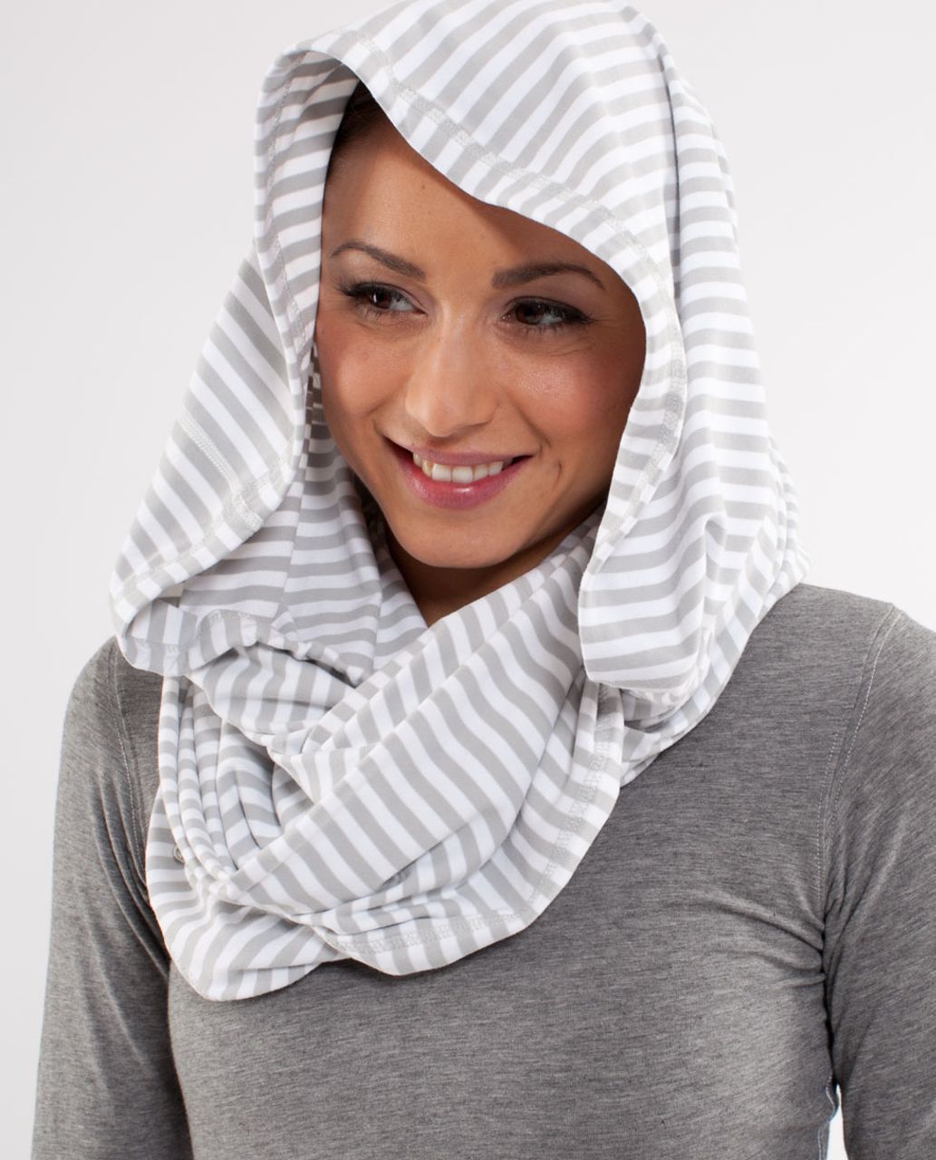 Lululemon Infinity Scarf - Silver Spoon White Narrow Bold Multi Stripe