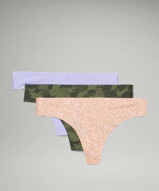 Lululemon InvisiWear Mid-Rise Thong Underwear *3 Pack - Double Dimension  Starlight Black / Meadowsweet Pink / Black - lulu fanatics