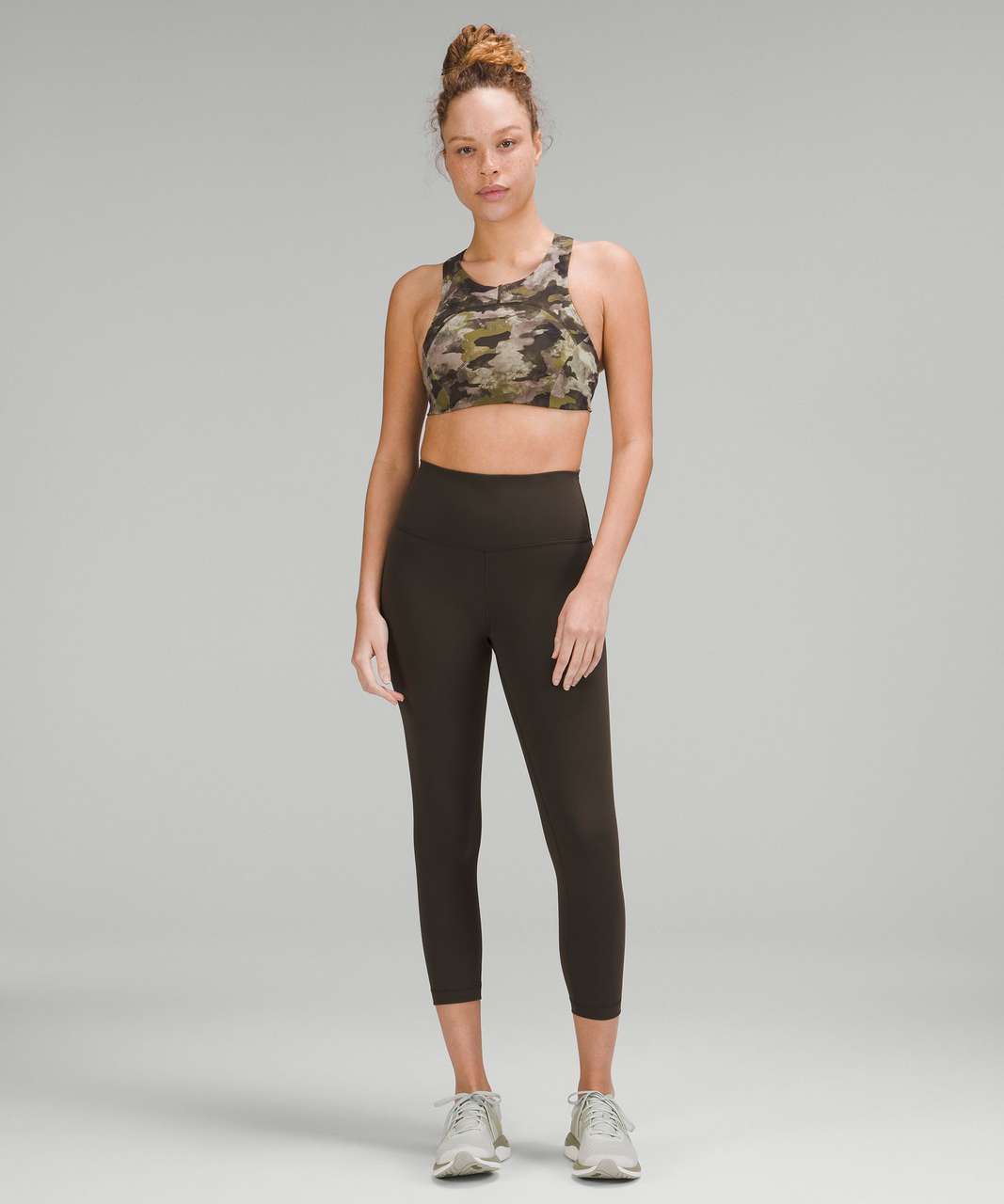 Lululemon Tough Train High-Neck Bra *Medium Support, C/D Cup - Heritage Camo Wash Juniper Green Multi  / Dark Olive