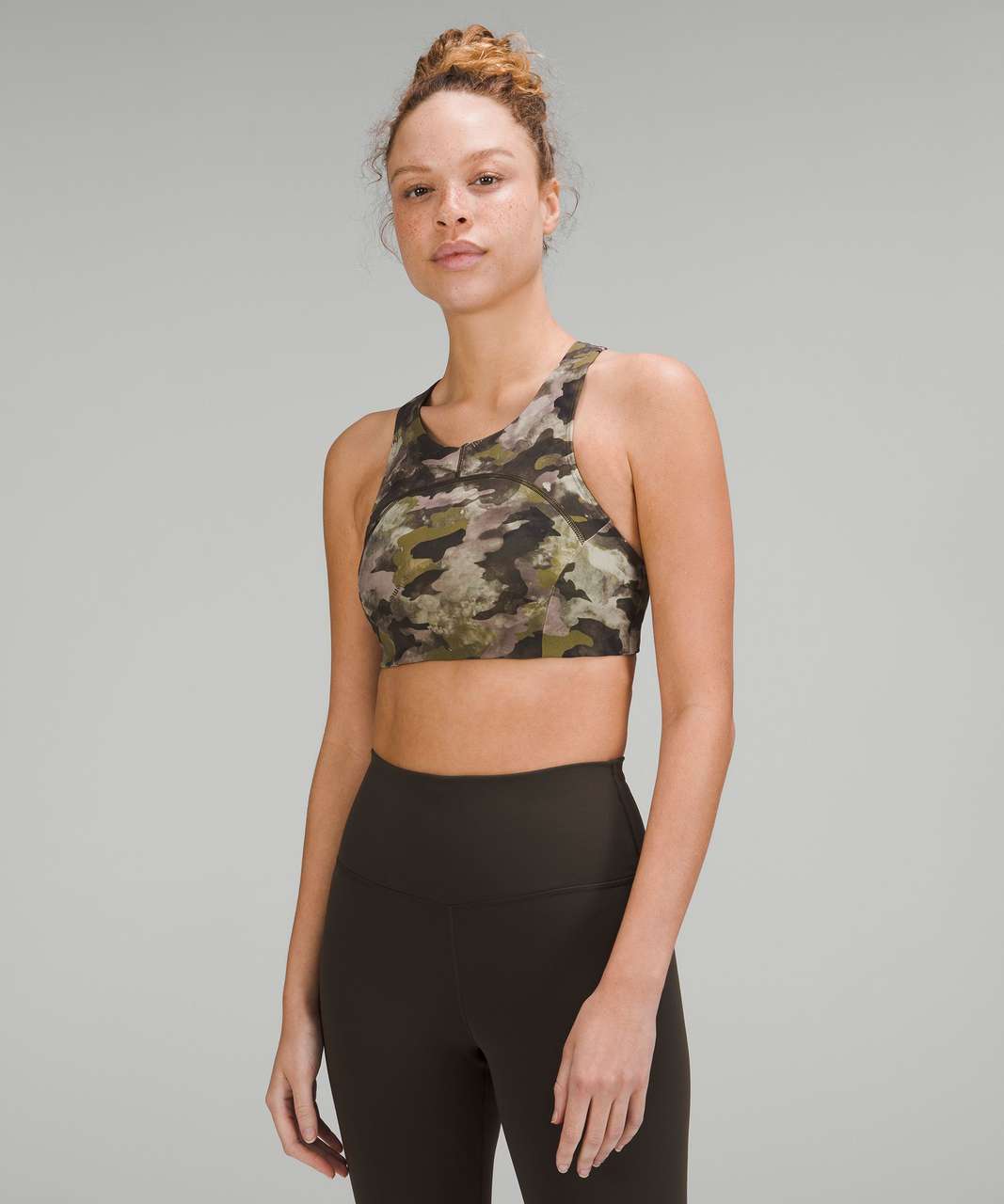 Lululemon Tough Train High-Neck Bra *Medium Support, C/D Cup - Heritage Camo Wash Juniper Green Multi  / Dark Olive