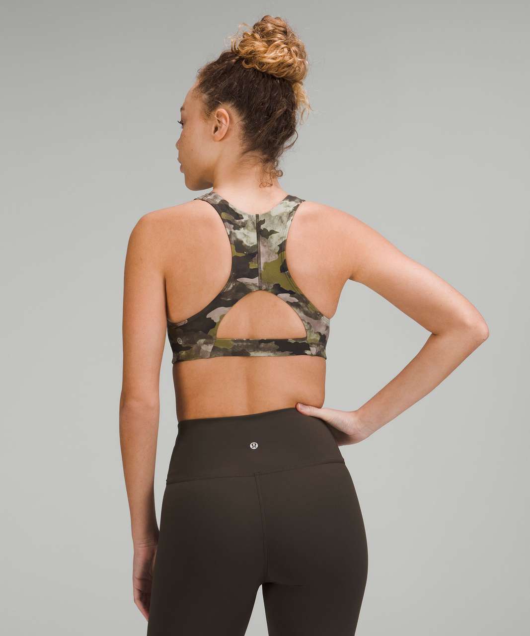 Lululemon Tough Train High-Neck Bra *Medium Support, C/D Cup - Heritage Camo Wash Juniper Green Multi  / Dark Olive