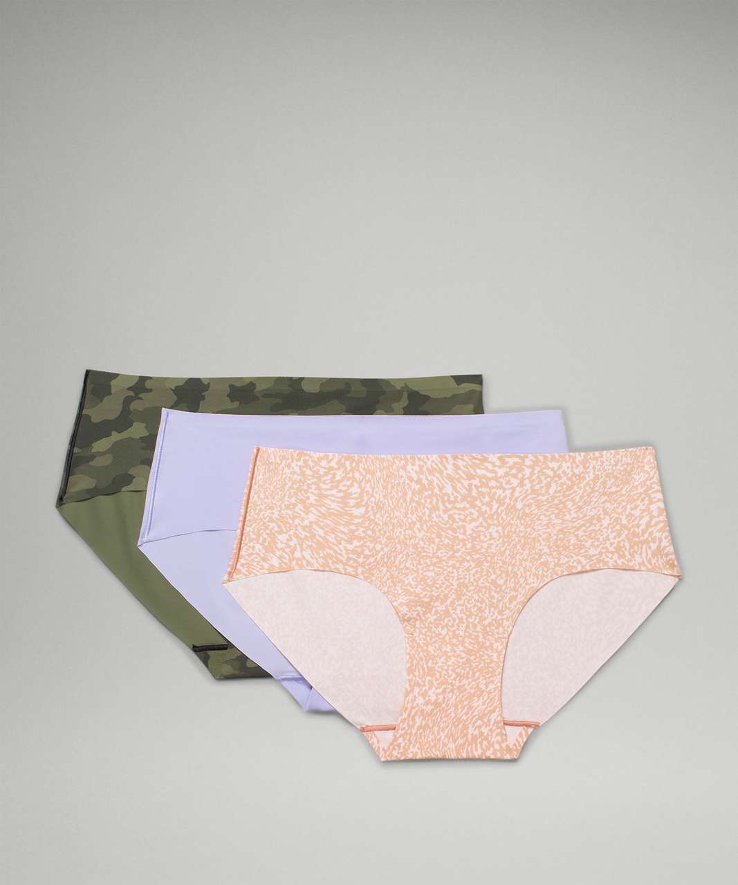 Lululemon InvisiWear Mid-Rise Hipster Underwear 3 Pack - Lilac Smoke / Heritage 365 Camo Mini Medium Olive Multi / Warped Grain Strawberry Milkshake Pink Clay