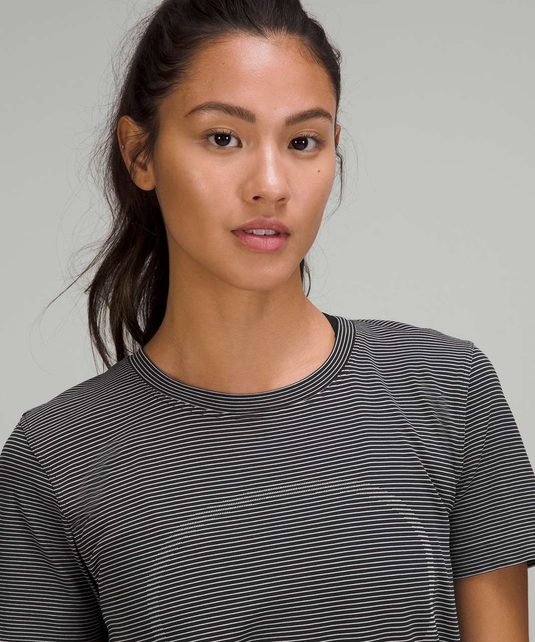 Lululemon Swiftly Relaxed-Fit Short Sleeve T-Shirt - Tempo Stripe Black /  White - lulu fanatics