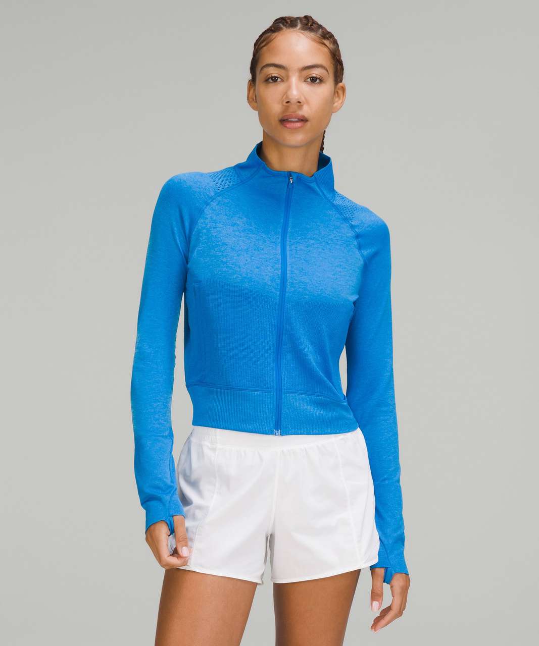 Lululemon Breathable Textured Knit Training Jacket - Poolside / Aero Blue - lulu  fanatics