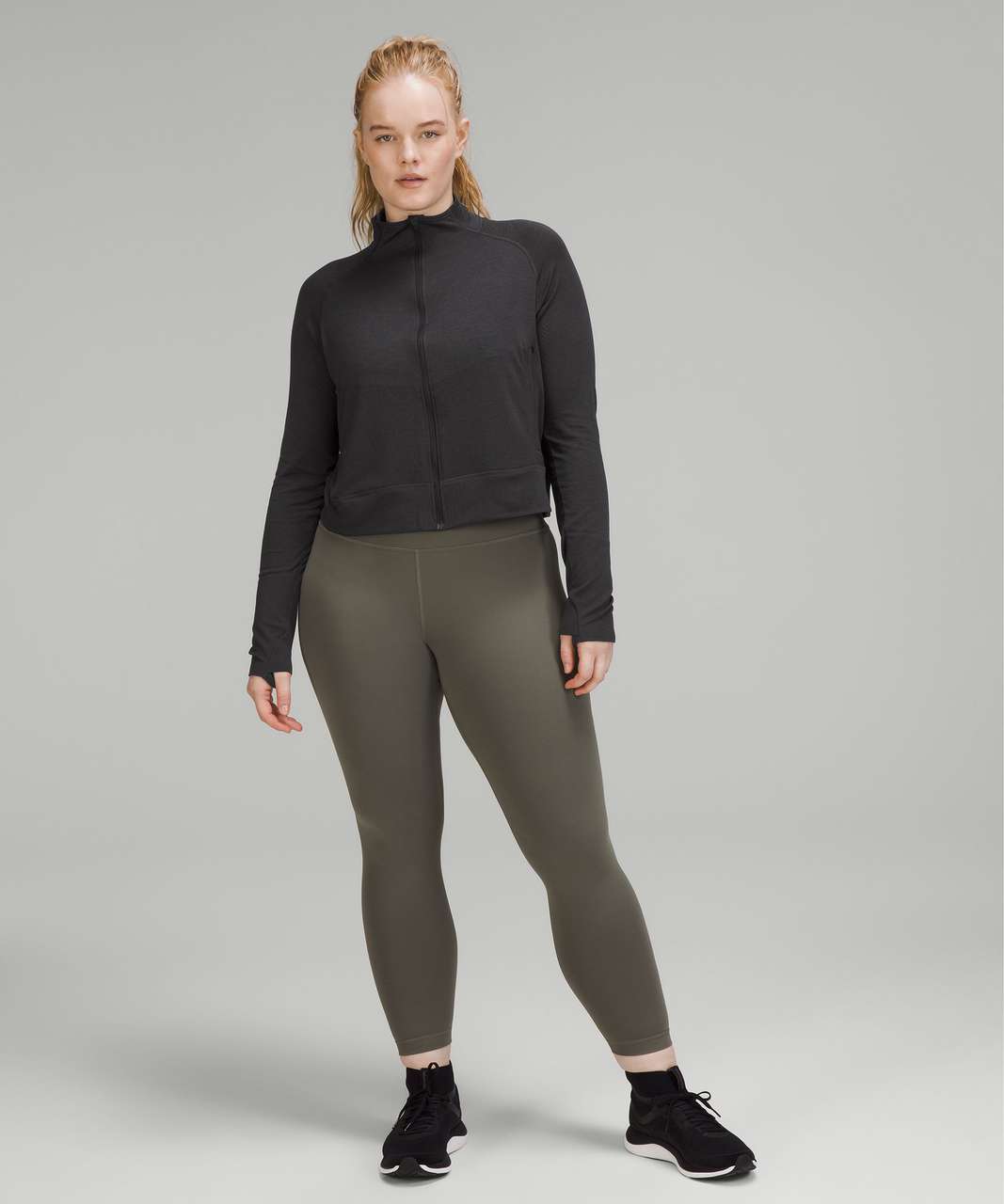 Lululemon Breathable Textured Knit Training Jacket - Black / Graphite Grey