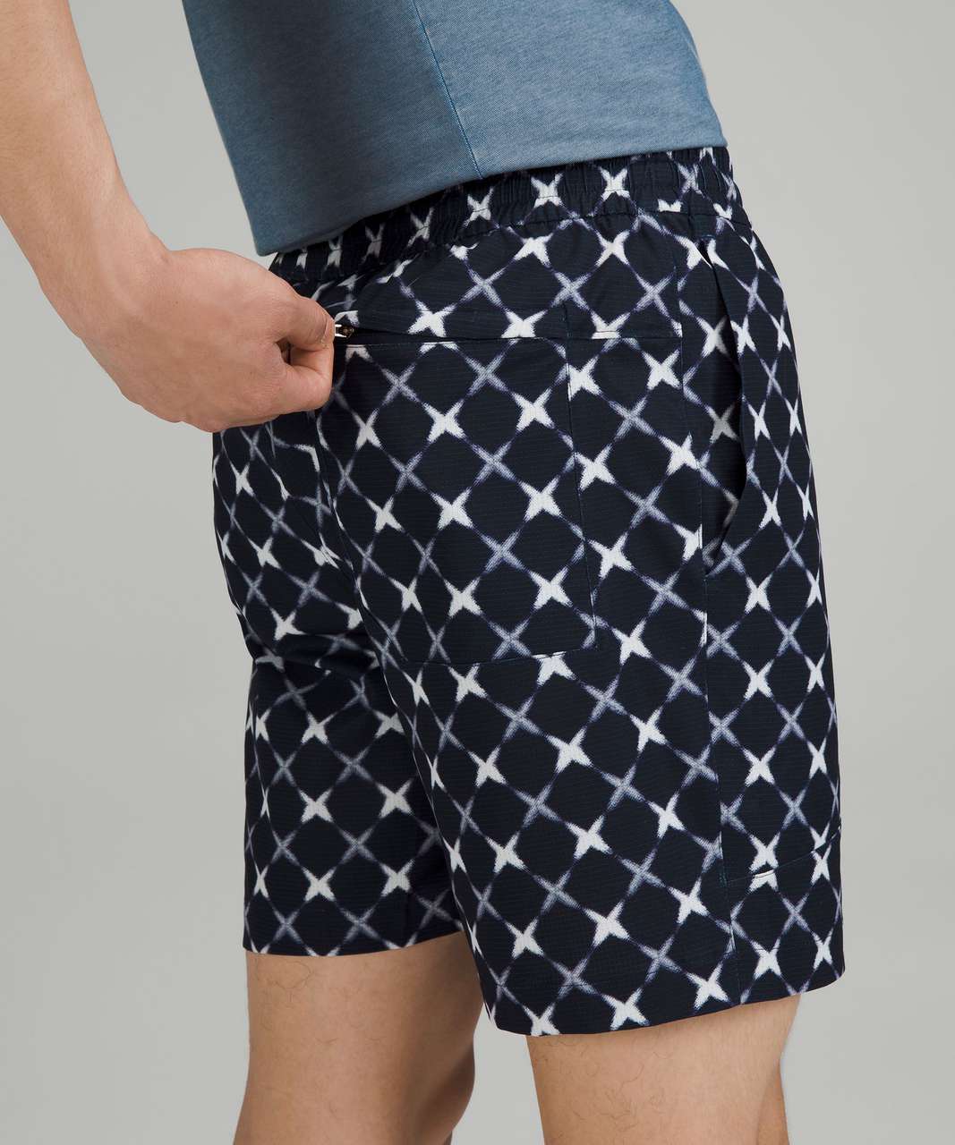 Lululemon Bowline Short 8" *WovenAir - Cross Check True Navy Multi