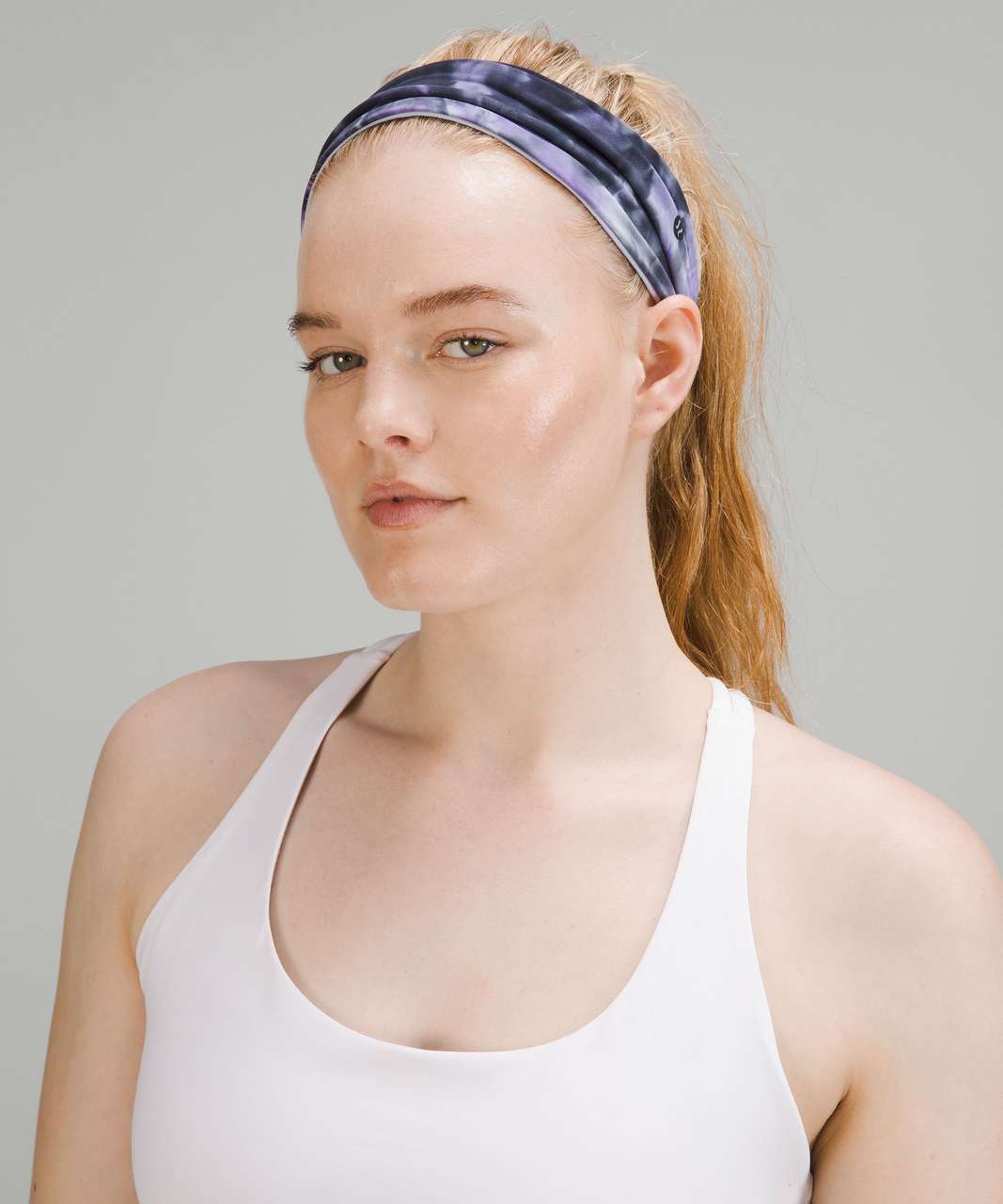 Lululemon Fringe Fighter Nulu Headband - Pastel Blue / White - lulu fanatics