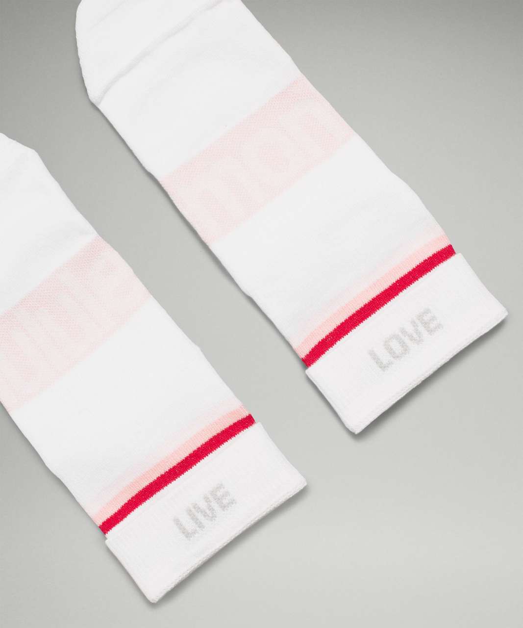 Lululemon Daily Stride Mid-Crew Sock *Rainbow lululemon - White / Dew Pink  - lulu fanatics