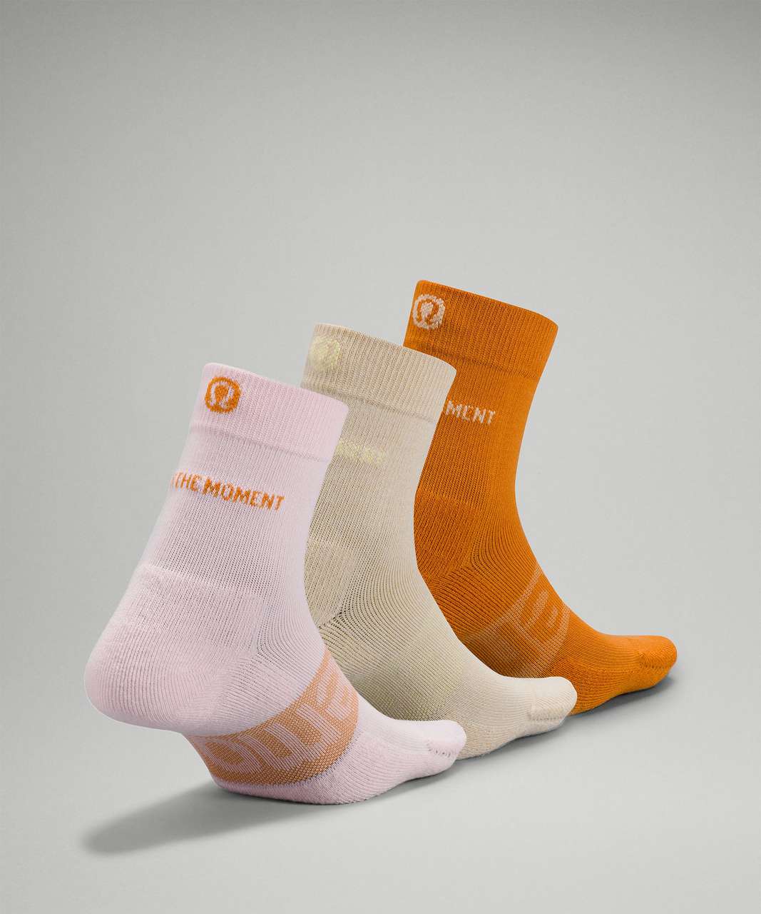 Lululemon Daily Stride Mid-Crew Sock 3 Pack - Strawberry Milkshake / Prosecco / Autumn Orange