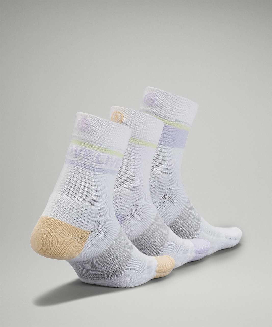 Lululemon Daily Stride Mid-Crew Sock Stripe *3 Pack - Lavender Fog / Prosecco / White