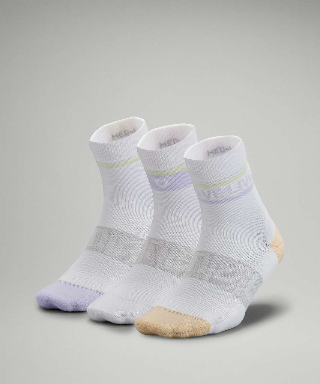 Lululemon Daily Stride Mid-Crew Sock Stripe *3 Pack - Lavender Fog / Prosecco / White