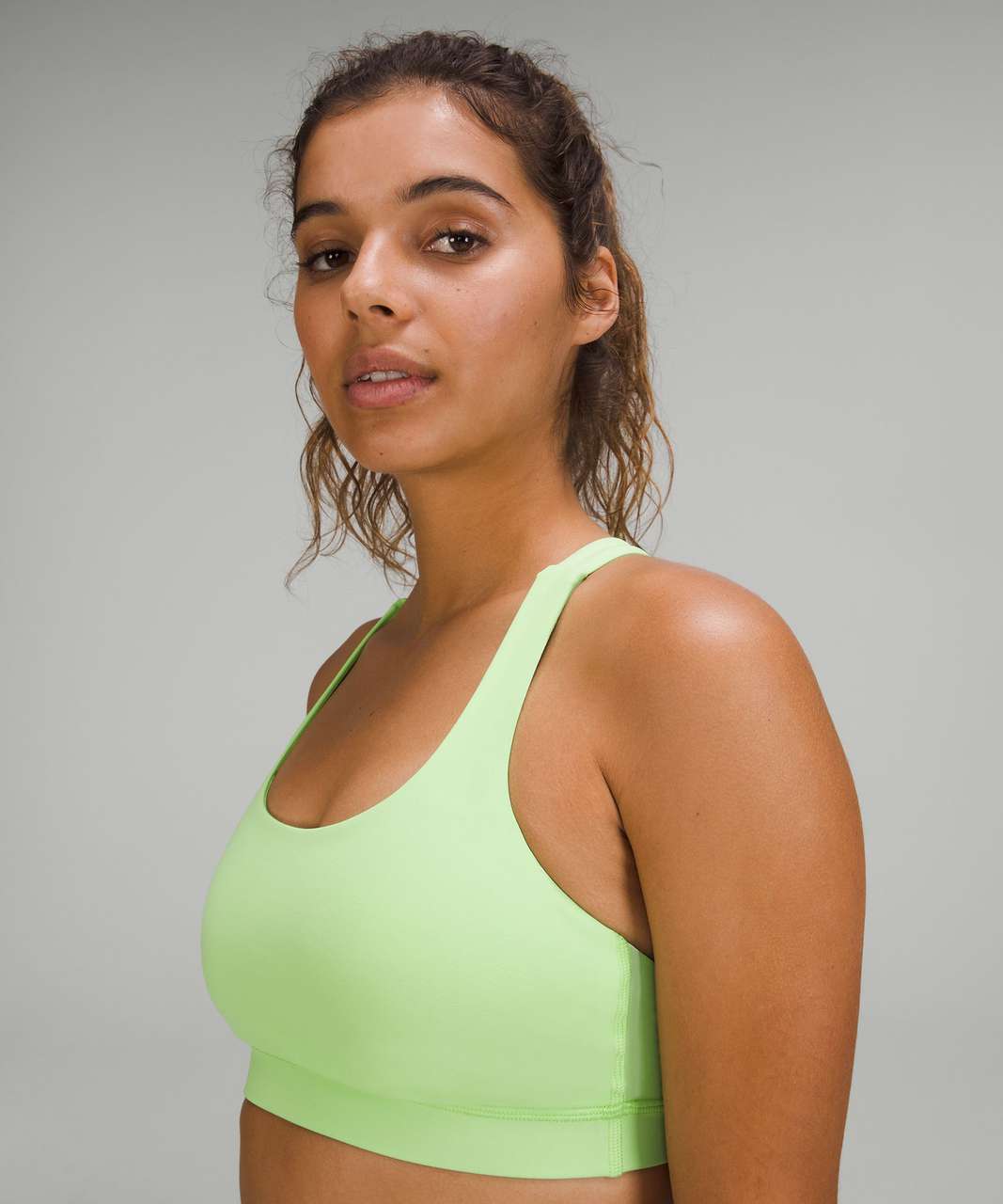 Lululemon Twist & Toil Tank Top with Sports Bra Lime Green Yellow Women's 6