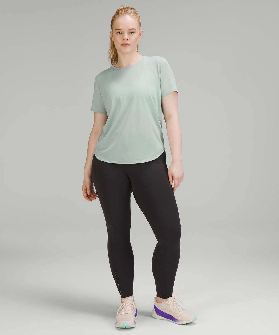 Lululemon High-Neck Running and Training T-Shirt - Silver Blue