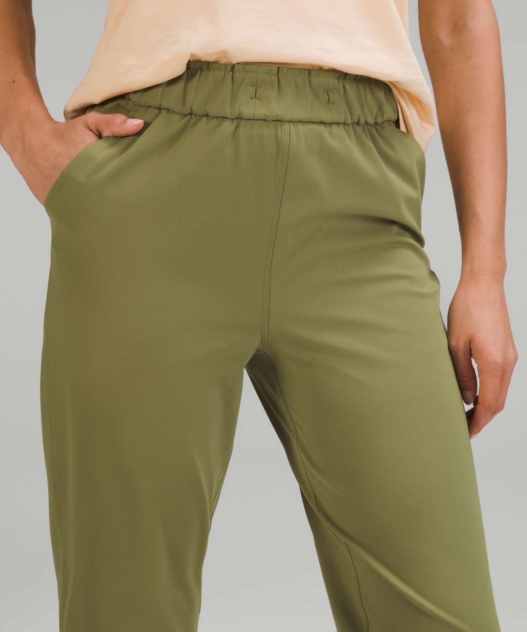 Active 7/8 Length Relaxed Travel Pants - Olive Green