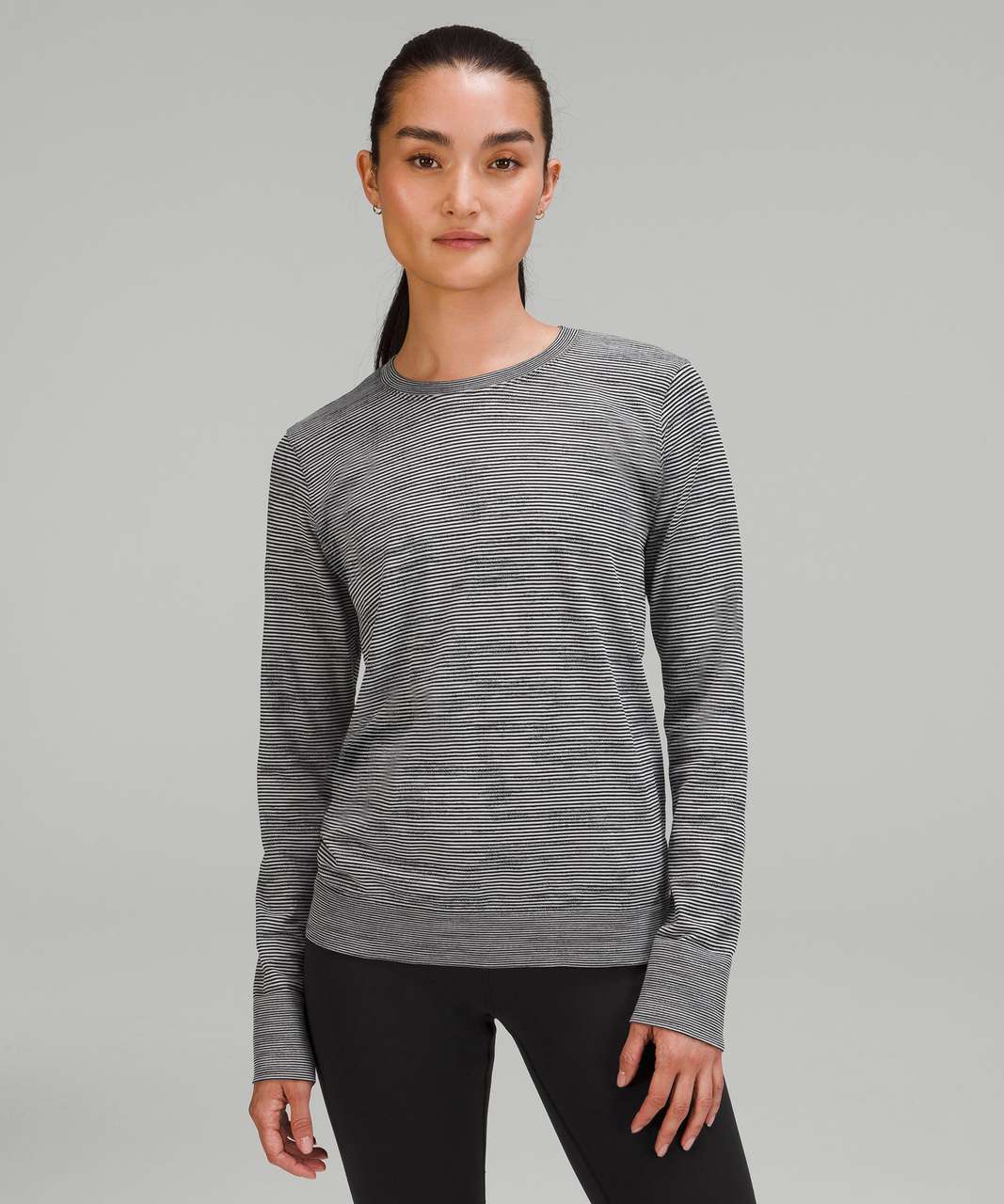 Lululemon Swiftly Relaxed-Fit Long Sleeve Shirt - Chroma Check Stripe  Alpine White / Black / Grey Multi - lulu fanatics