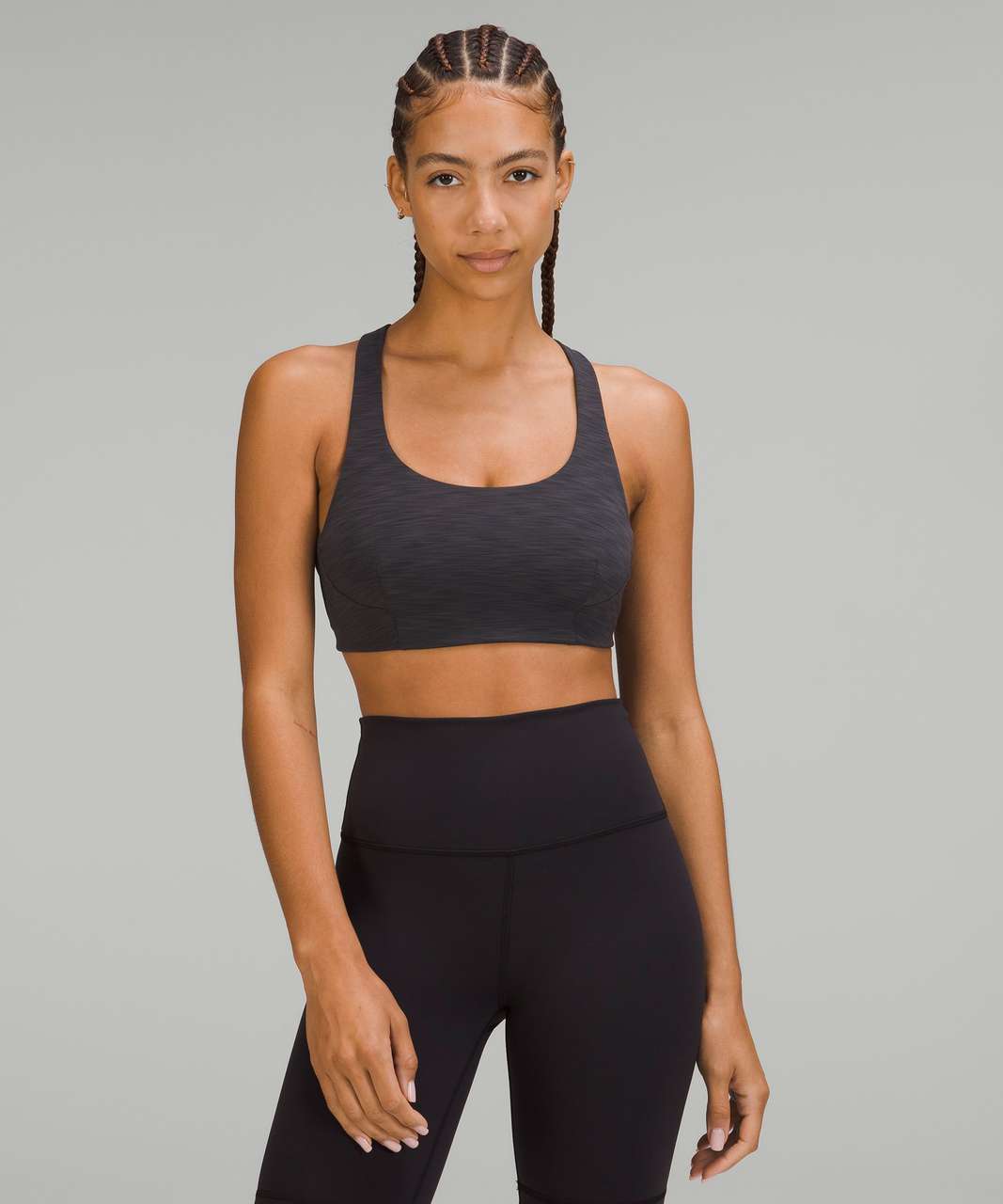 Lululemon Wunder Train Strappy Racer Bra Light Support, A/B Cup *Twill -  Graphite Grey - lulu fanatics