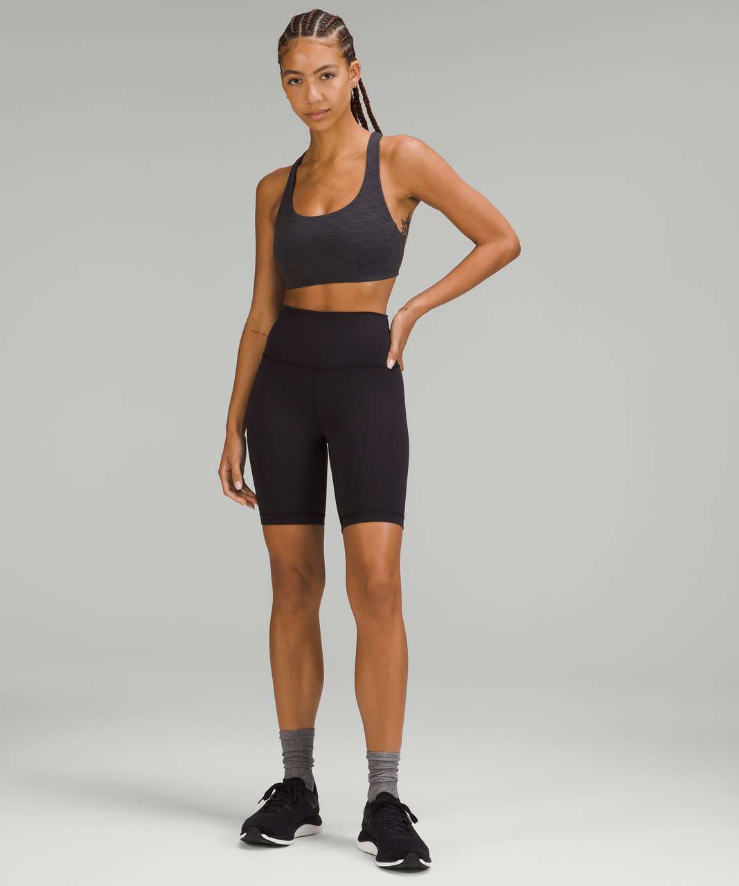 Lululemon Wunder Train Strappy Racer Bra Light Support, A/B Cup *Twill -  Graphite Grey - lulu fanatics