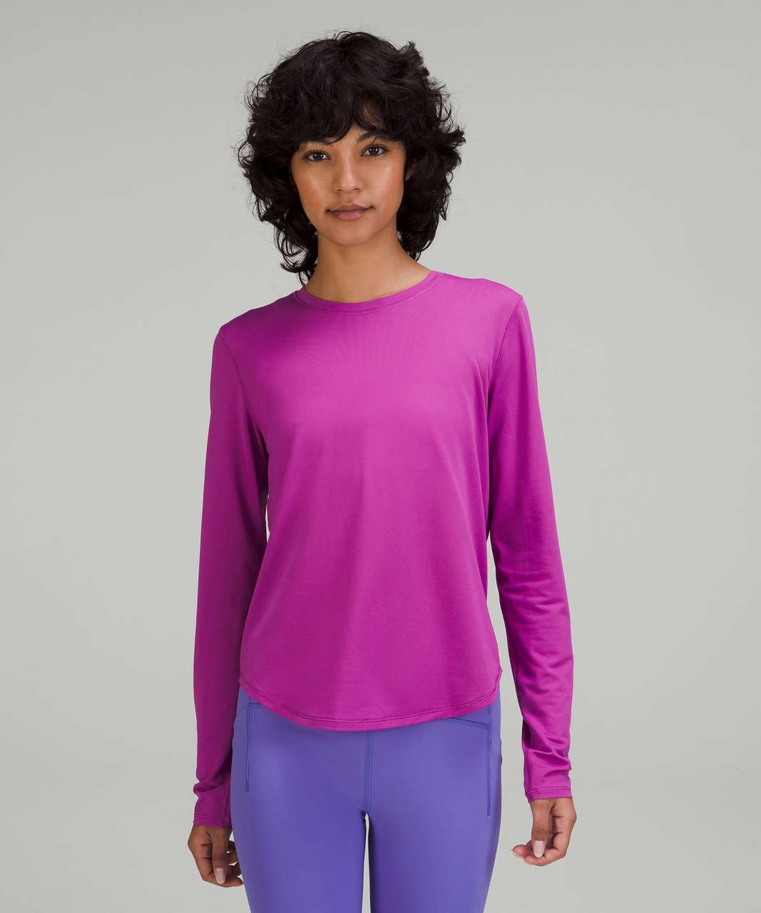 Lululemon High-Neck Running and Training Long Sleeve Shirt - Vivid Plum - lulu  fanatics