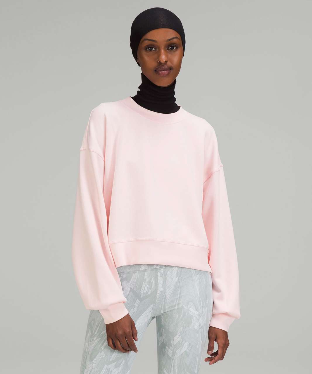 Lululemon Perfectly Oversized Cropped Crew *Softstreme - Pink Blossom -  lulu fanatics