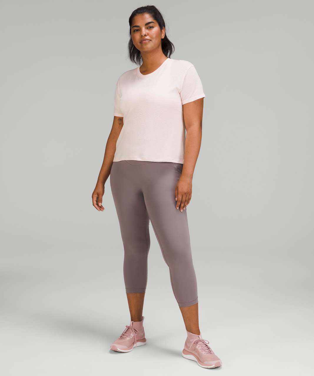 Lululemon Train to Be Seamless Short Sleeve T-Shirt - Ripple Wave Strawberry Milkshake / White