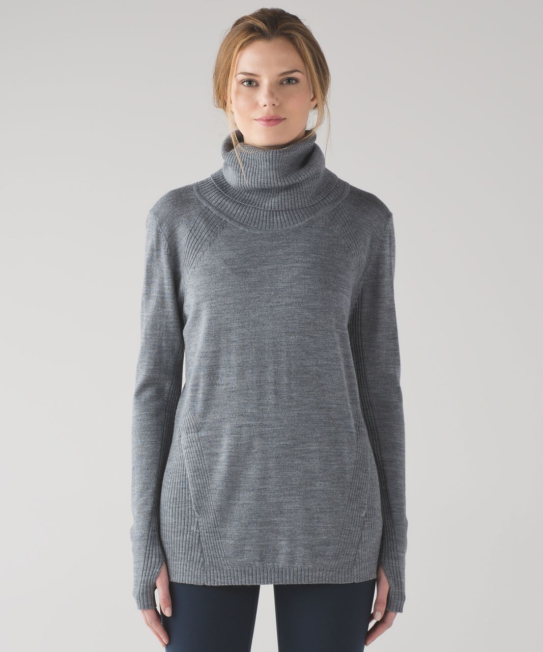 Lululemon Women's Sweat and Savasana Merino Wool Sweater Turtleneck Dark  Gray 6