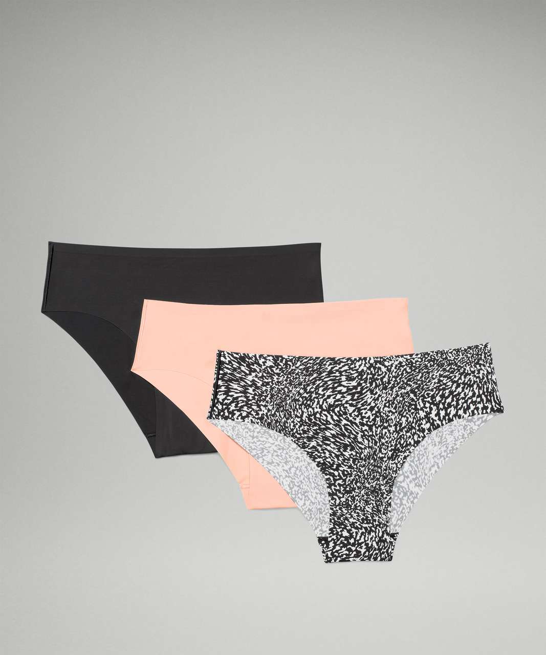 Lululemon InvisiWear Mid-Rise Cheeky Bikini Underwear 3 Pack - Black / Dew  Pink / Warped Grain Alpine White Black - lulu fanatics