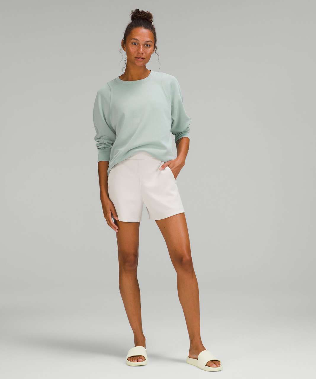 Lululemon Softstreme Draped-Back Crew - Silver Blue