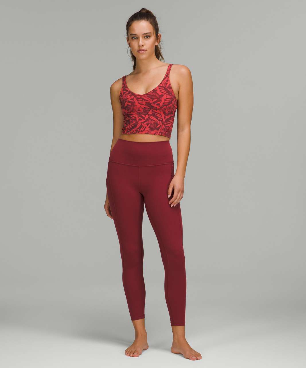 WOOTD Align cropped tank (size 8) in Spray Leaf Fireside Red and